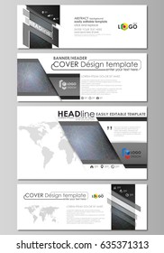 Social media and email headers set, modern banners. Business templates. Vector layouts in popular sizes. Colorful dark background with abstract lines. Bright color chaotic, random, messy curves.