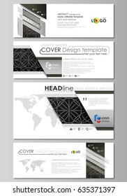 Social media and email headers set, modern banners. Business design templates, vector layouts in popular sizes. Celtic pattern. Abstract ornament, geometric vintage texture, medieval ethnic style.
