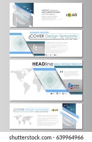 Social media and email headers set, modern banners. Abstract design templates, vector layouts in popular sizes. Minimalistic background with lines. Gray color geometric shapes, simple pattern.
