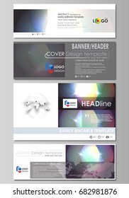 Social media and email headers set, modern banners. Business templates. Easy editable abstract template, vector layouts in popular sizes. Retro style, mystical Sci-Fi background. Futuristic design.