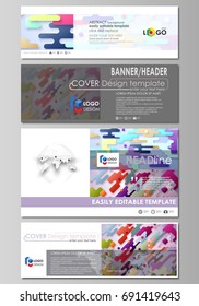 Social media and email headers set, modern banners. Abstract design templates, vector layouts. Bright color colorful minimalist backdrop with geometric shapes, minimalistic background.