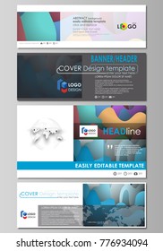 Social media and email headers set, modern banners. Business templates. Flat style vector layout in popular sizes. Bright color pattern, colorful design, shapes forming abstract beautiful background.