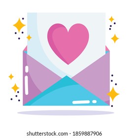 social media, email message romantic in cartoon style vector illustration