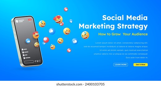 social media emoji banner marketing seo illustration design