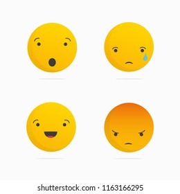 Social media emoji collection vector illustration - wow, sad, haha and angry emoticons