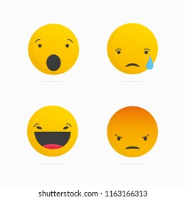 Social media emoji collection vector illustration - wow, sad, haha and angry emoticons