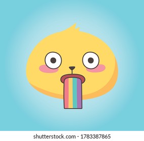 social media emoji expression face rainbow tongue cartoon vector illustration