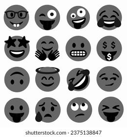 Social media emoji icon set isolated on white background. Smiley emoticon symbol modern, simple, vector, icon for website design, mobile app, ui. Vector Illustration