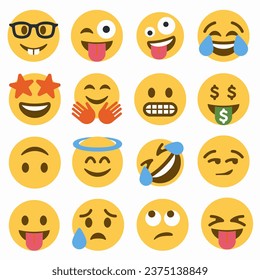 Social media emoji icon set isolated on white background. Smiley emoticon symbol modern, simple, vector, icon for website design, mobile app, ui. Vector Illustration