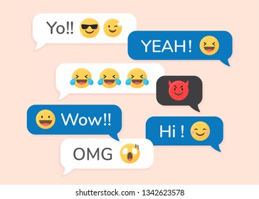 Social media emoji in speech bubbles vector