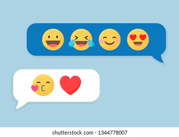 Social media emoji in speech bubbles vector