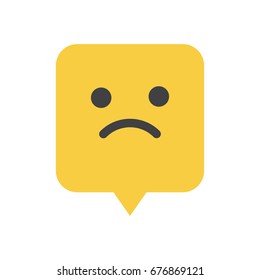 Social media emoticon. Sad reaction. Bubble dialog.