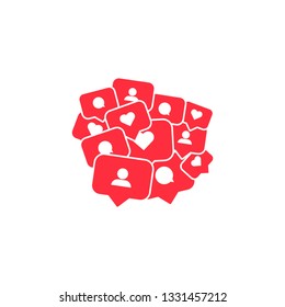 Social media emotion theme vector icon, like comment follow symbol. Simple, flat design for web or mobile app