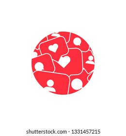 Social media emotion theme vector icon, like comment follow symbol. Simple, flat design for web or mobile app