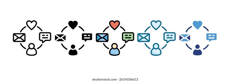 Social Media Engagement Icon Set Multiple Style Collection
