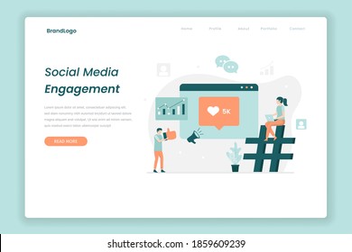 Social media engagement illustration landing page. Illustration for websites, landing pages, mobile applications, posters and banners.