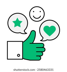 Social Media Engagement – Thumbs Up and Heart Icons Representing Positive Interactions on Social Media Platforms