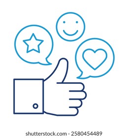Social Media Engagement – Thumbs Up with Smiley Icon Representing Positive Interactions on Social Media Platforms