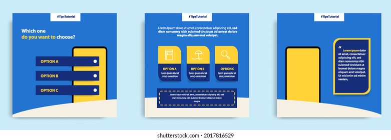 Social media faq, question, answer post banner layout template with geometric shape background and bubble message design element in blue yellow white color. Vector illustration