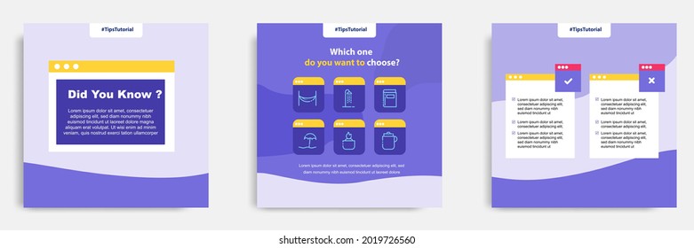 Social media faq, question, answer post banner layout template with geometric shape background and bubble message design element in purple yellow white color. Vector illustration