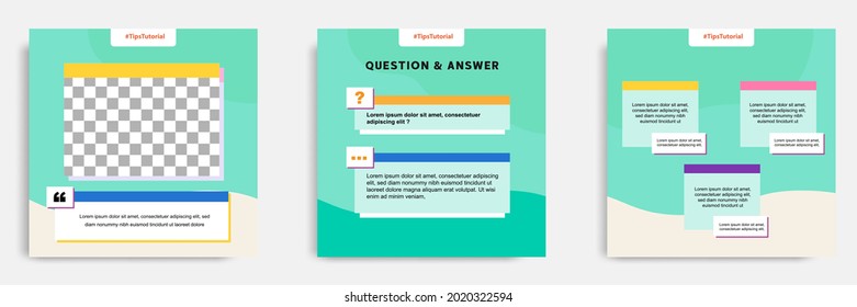 Social media faq, question, answer post banner layout template with geometric shape background and bubble message design element in green white color. Vector illustration