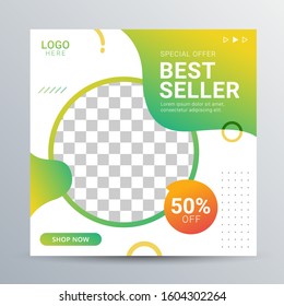 Social Media Fashion post template Banner ad template promotion