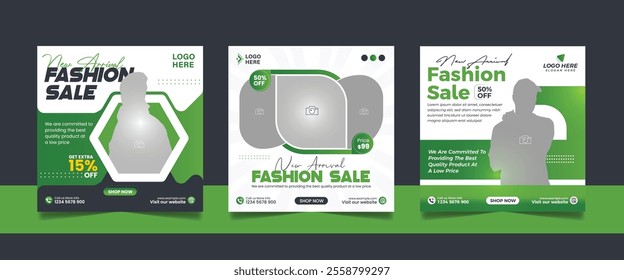 Social media fashion sale post discount offer design square flyer instagram web banner template