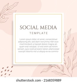 Social media feed post or invitation card template with organic shape background