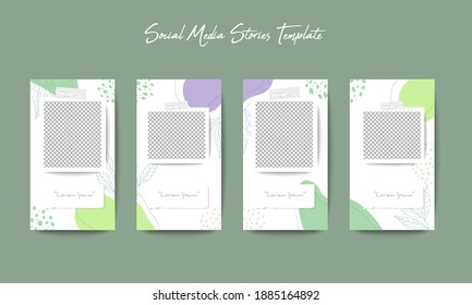 Social media feed post template in grid puzzle style with organic shape background