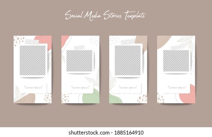 Social media feed post template in grid puzzle style with organic shape background