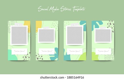 Social media feed post template in grid puzzle style with organic shape background
