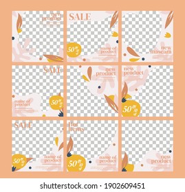 Plantilla de publicación de fuentes de medios sociales para negocios de belleza.