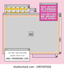 a social media feed or post template with a pinky windows-theme for promote your brand and products