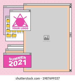 una fuente de medios sociales o una plantilla de publicación con un tema de ventanas incipientes para promover tu marca y productos
