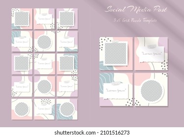 Social media feed post template in grid puzzle style