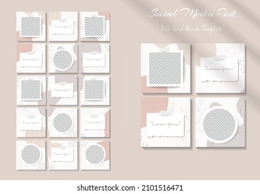 Social media feed post template in grid puzzle style