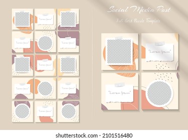 Social media feed post template in grid puzzle style