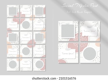 Social media feed post template in grid puzzle style