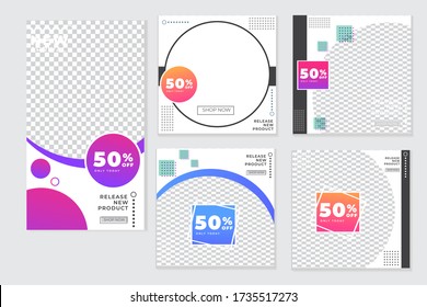 Social media feed and social media stories furniture templates. Vector illustration EPS 10