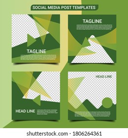 Social media feed template. Creative modern post template with green color. With place for photo. Promotion background template vector design. Perfect for web banner and promo background