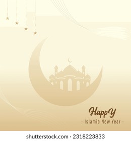 diseño de plantillas de fuentes de medios sociales para la celebración del Muharram del Año Nuevo Islámico con un tema minimalista y claro