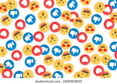 Social Media Feedback Icons Pattern Background. A vibrant and colorful pattern of social media icons.