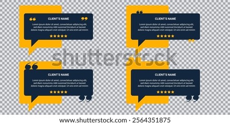 Social media feedback templates, vector square with customer review speech bubbles, star ratings, and profile icons. Perfect for testimonial posts.