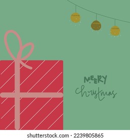 Social Media Feeds Merry Christmas gift illustration. Great for feeds, greeting card, invitation, sale, gift card, coupons, posters, minimal background and children book. A simple vector design.