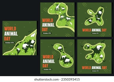 Social Media Feeds World Animal Day With Flora and Fauna Vector Illustration 1.0 Version