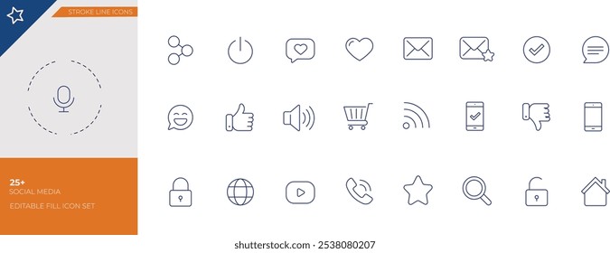 Conjunto de iconos de relleno de redes sociales - Ilustración