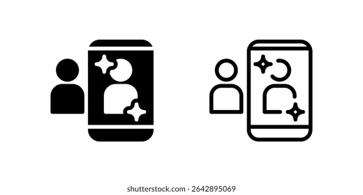 Conjunto De Ícones Do Filtro De Mídia Social. Um ícone preto de uma imagem filtrada, representando a edição de mídias sociais.
