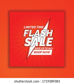 Social Media flash sale modern banner promotional template design, Flash Sale banner template design. Vector eps easy to edit 