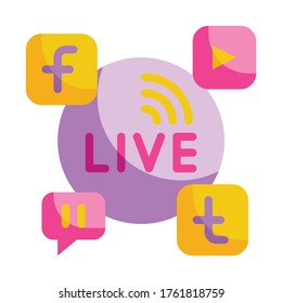 Icono de Social Media Flat. Live and Streaming.