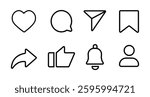 Social media flat icon, Set of social media user interface icons vector illustration, Like, comment, share, save, forward, notification and profile icons isolated. symbols of social media clipart.